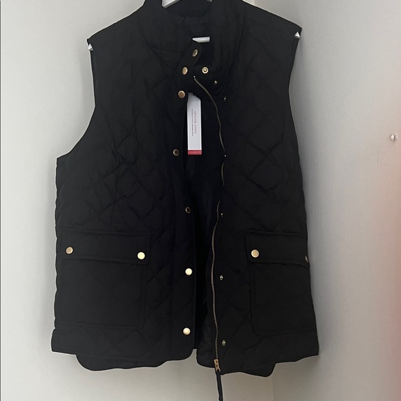 Talbots Black Vest with Gold Accents - Picture 2 of 12